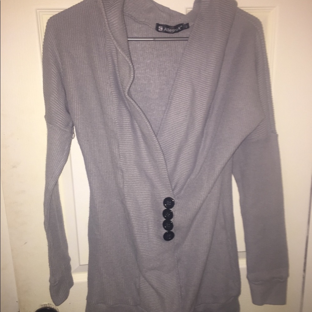 Gray hooded sweater